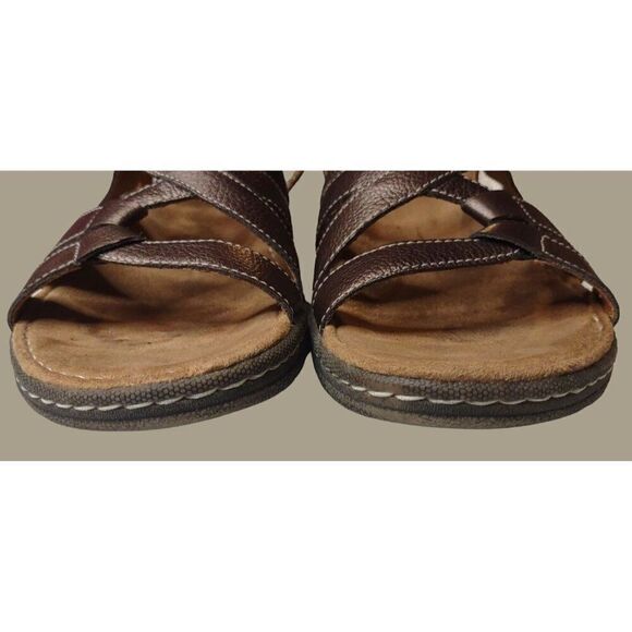 Easy Spirit Brown Pearlie Leather Sandals with Adjustable Strap Women's Size 8 - Picture 2 of 11
